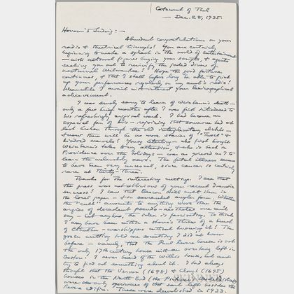 Lovecraft, H.P. (1890-1937) Autograph Letter Signed, 28 December 1935.