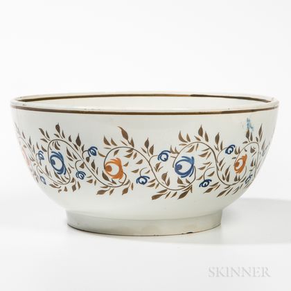 Pearlware Painted Hemispherical Bowl
