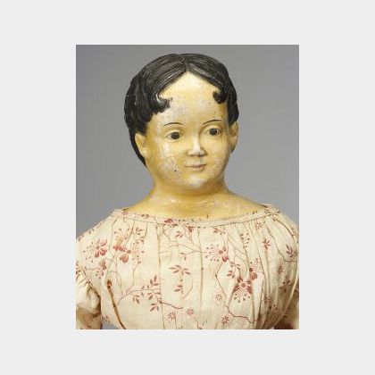Large Early Papier Mache Shoulder Head Doll