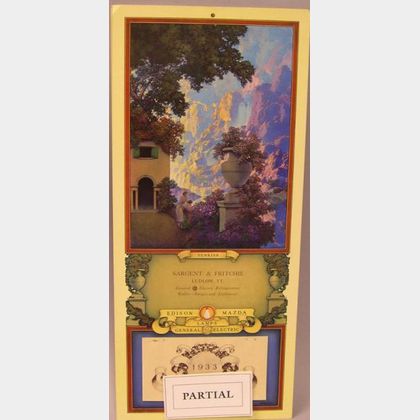 Six 1932/1933 Maxfield Parrish Lithograph General Electric Edison Mazda Lamps Retailer Promotional Calendars