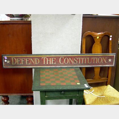 Painted Wooden Defend the Constitution Sign. 