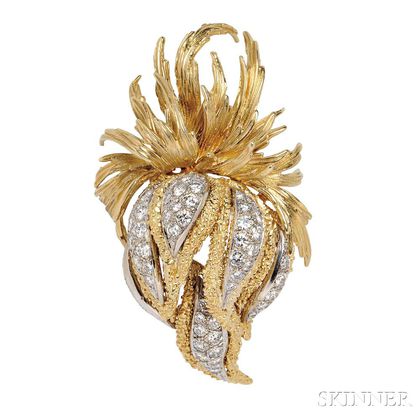18kt Gold and Diamond Brooch