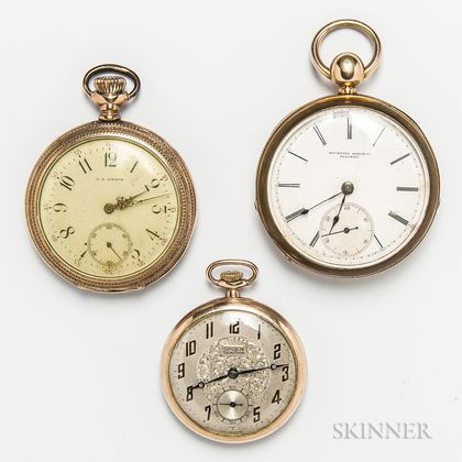 Three Gold-filled Open-face Pocket Watches