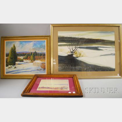 Three Framed Landscapes: Carl Harold Nordstrom (American, 1876-1965),Autumn in New England