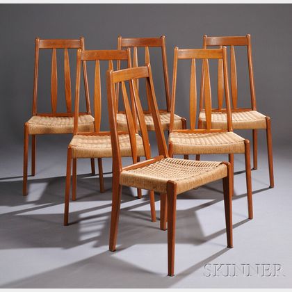 Six Danish Modern-style Teak Side Chairs