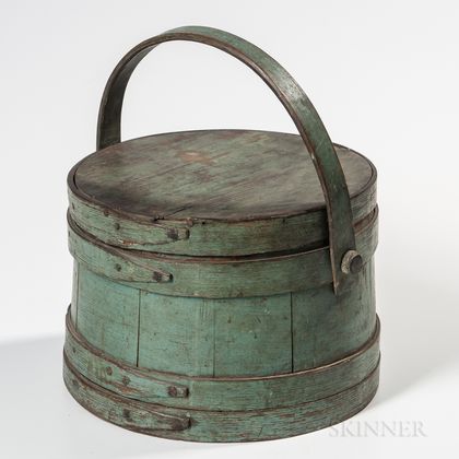 Blue/Green-painted Lidded Pail