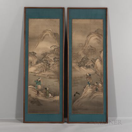 Katsushika Isai (1821-1880),Pair of Paneled Paintings