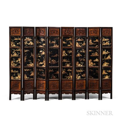 Eight-panel Lacquered Folding Screen