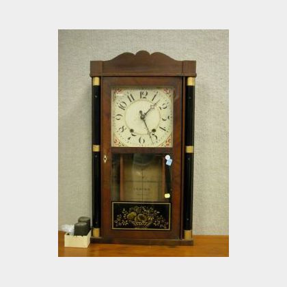 Silas Hoadley Mahogany Veneer Mantel Clock
