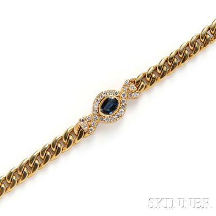18kt Gold, Sapphire, and Diamond Bracelet