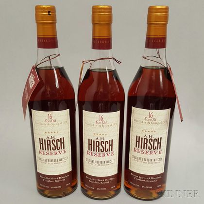 AH Hirsch Reserve Bourbon 16 Years Old, 3 750ml bottles 