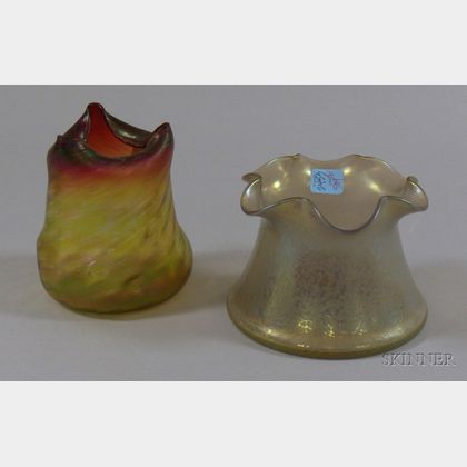 Two Loetz-type Iridescent Art Glass Vases