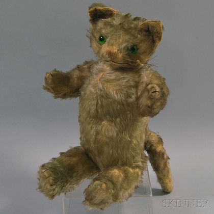 Vintage Stuffed Mohair Upright Cat