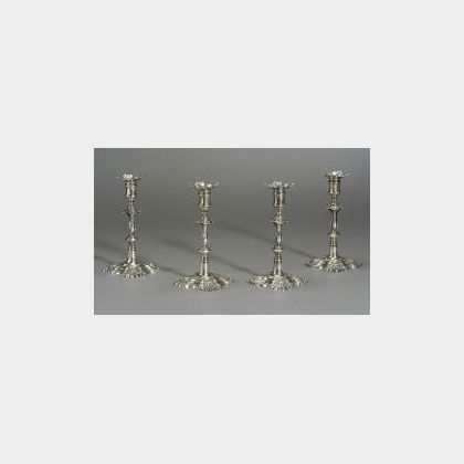 Set of Four Georgian-style Kalo Sterling Silver Candlesticks