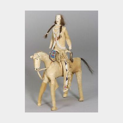 Plains Beaded Hide Horse and Rider