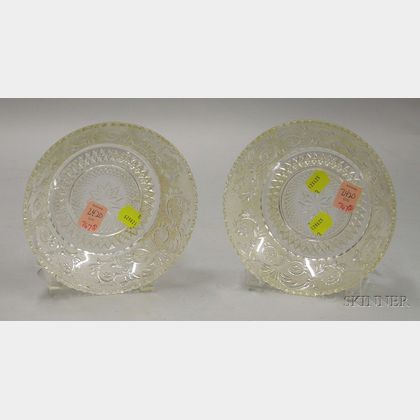 Pair of Sandwich Colorless Pressed Lacy Pattern Glass Bowls