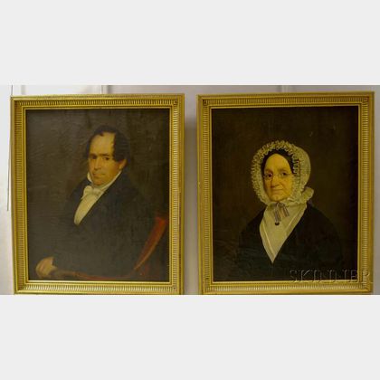 Two Framed American School Oil on Canvas Portraits