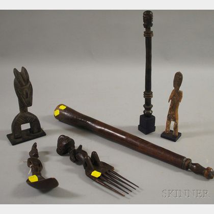 Six Carved Wooden Ethnographic Items