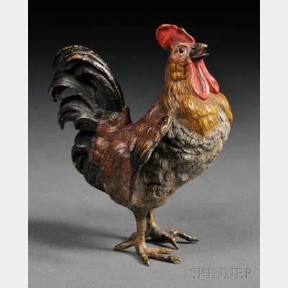 Austrian Cold-painted Bronze Figure of a Rooster