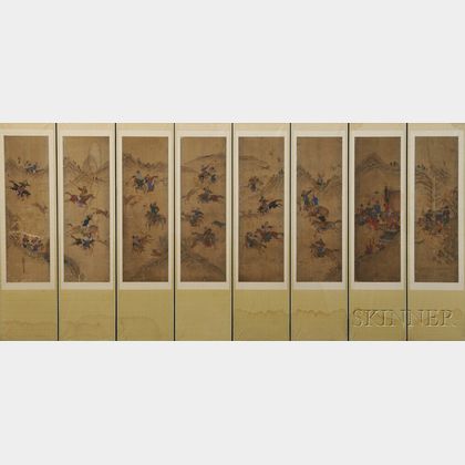Eight-panel Screen with Manchurian Hunting Scenes
