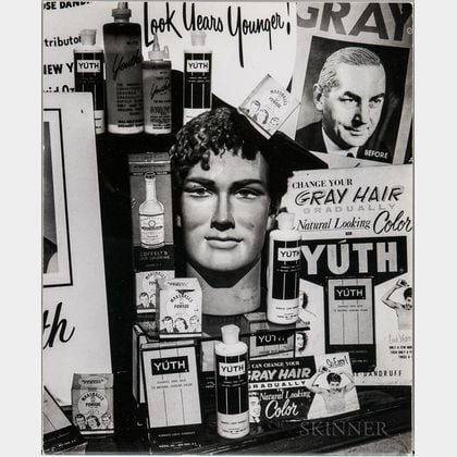 Walker Evans (American, 1903-1975) Hair Care Shop Window Off Broadway, New York City, Made for the Unpublished Fortune Magazine Portfo