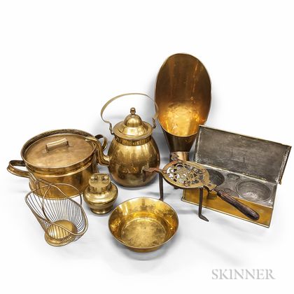 Twelve Early Brass Kitchen Items
