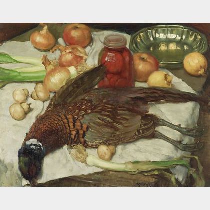 Albert Janesch (Austrian, 1889-1973) Still Life with Game Bird and Vegetables