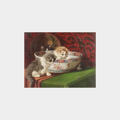 Sidney Lawrence Brackett (American, 1852-1910) Kittens in a Bowl