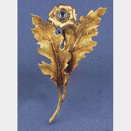 18kt Bi-color Gold and Gem-set Flower Brooch, M. Buccellati