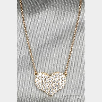 18kt Rose Gold and Diamond Heart Necklace