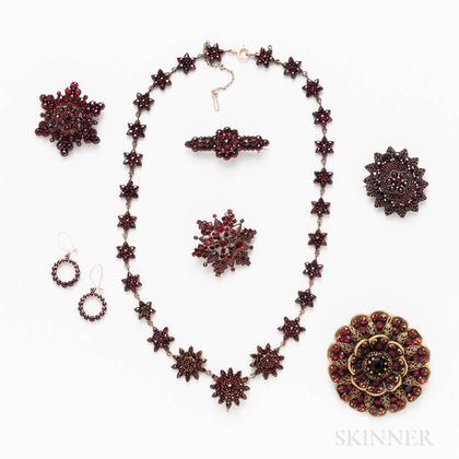 Group of Garnet and Costume Jewelry