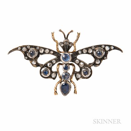 Sapphire and Diamond Butterfly Brooch