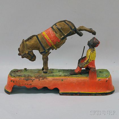Painted Cast Iron Mechanical "I Always Did 'Spise A Mule Mechanical Bank,"