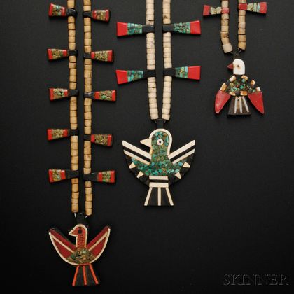 Three Santo Domingo Pueblo Mosaic Necklaces