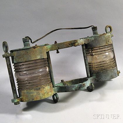 Cast Metal and Glass Ship's Lantern