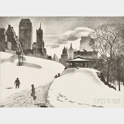 Louis Lozowick (Russian/American, 1892-1973) Winter Fun