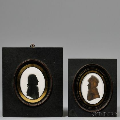 English School, Late 18th/Early 19th Century Silhouette Portraits of John Francis and Abby Brown Francis