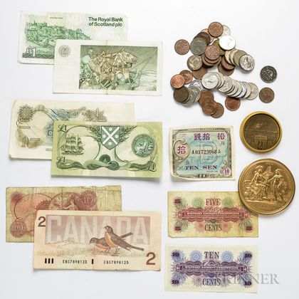 Group of Foreign Coins and Currency