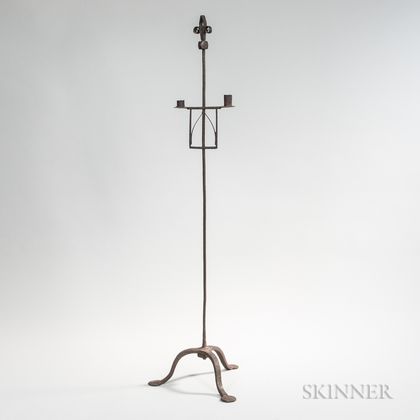 Adjustable Wrought Iron Two-light Candlestand