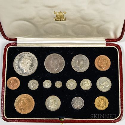 Cased 1937 George VI Fifteen-coin British Specimen Set. Estimate $200-400