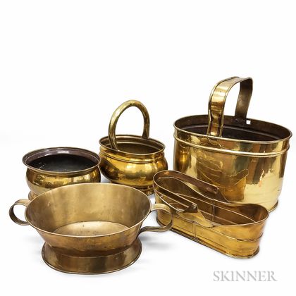Five Early Brass Wine Coolers