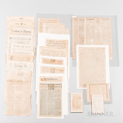 Thirty-two 18th Century American Newspapers and Three Related Items