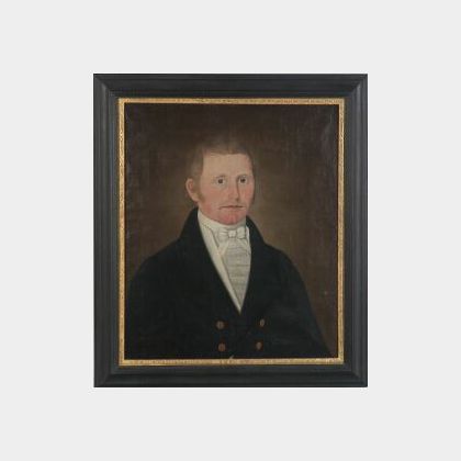 Attributed to John Brewster, Jr. (New England and New York, 1766-1854) Portrait of a Man in Blue.