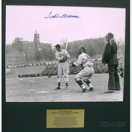 Ted Williams Autographed Photograph Ted Williams First at Bat in a Red Sox Uniform April 14, 1939, vs. Holy Cr... 