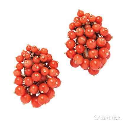 14kt Gold and Coral Bead Earrings