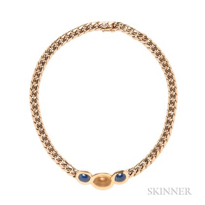 18kt Gold, Citrine, and Sapphire Necklace, Bulgari