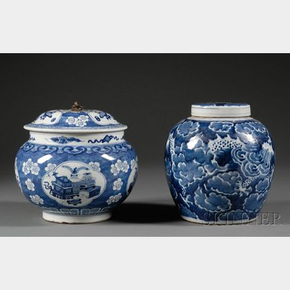 Two Porcelain Covered Jars