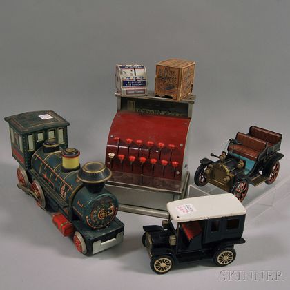Five Tin and Pressed Metal Toys