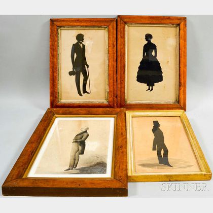 Three Framed Full-length Silhouettes and a Full-length Portrait Profile