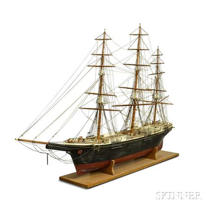 Monumental Carved and Painted Ship Model